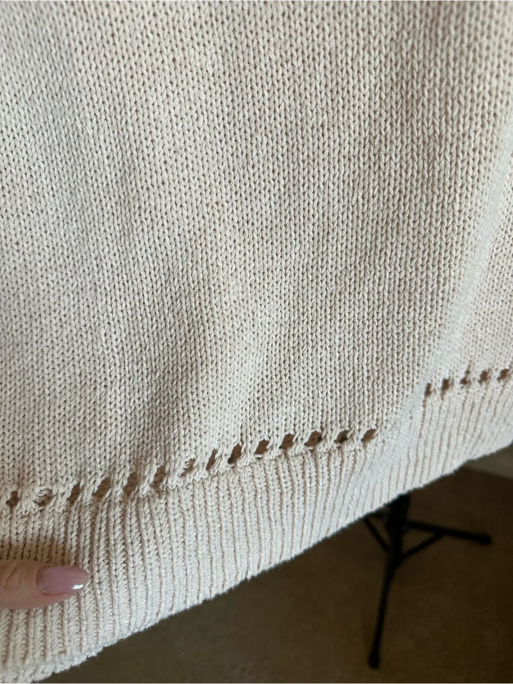 J. Crew Cream Openwork Knit Crewneck Sweater